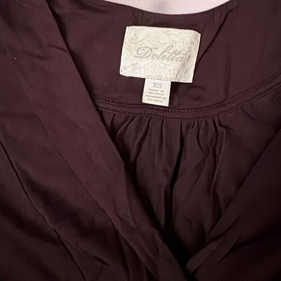 Anthropologie Deletta Brown Abstract V-Neck Blouse - Picture 4 of 4